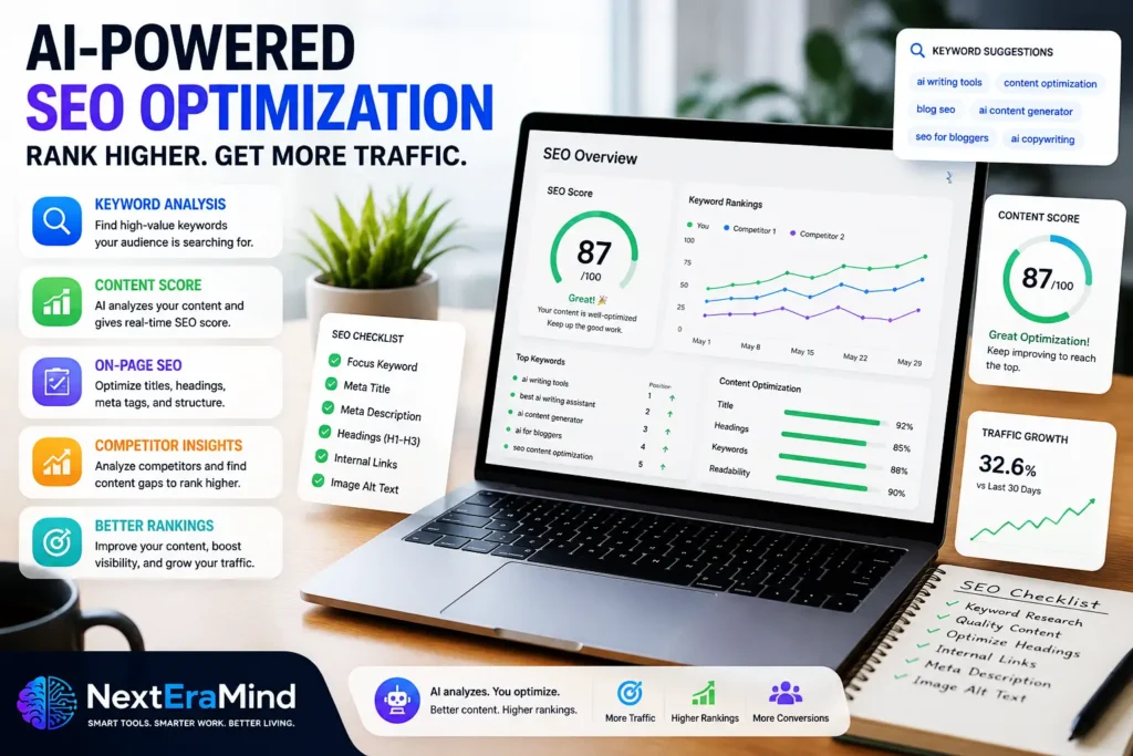 AI SEO content optimization tools helping bloggers improve search rankings