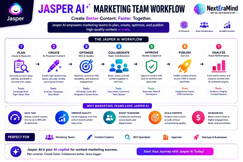 Jasper AI marketing team workflow and brand voice features