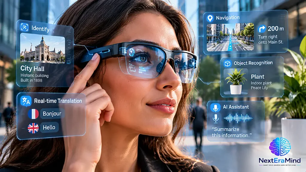 AI smart glasses providing hands-free assistance and contextual information