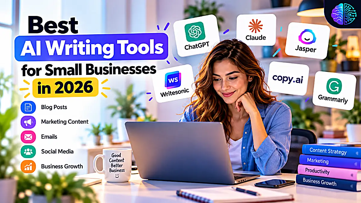 Best AI writing tools for small businesses in 2026, featuring popular AI writing platforms.